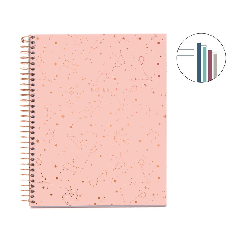 Miquelrius Miquel Rius M Fashion 4 Subject Spiral Notebook, Lined A5-8.25" x 5.87" 120 Sheets White Heavyweight Paper, Subjects Separated by Color, 2 Hole Punched, Micro-Perforated, Constellations Design - Image 2
